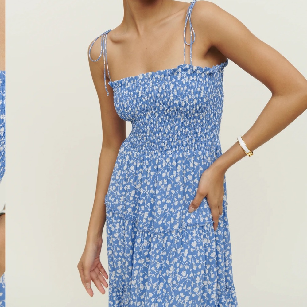 Reformation Nira Dress Marie Blue Midi
